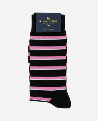 Sokken streep donkerblauw roze