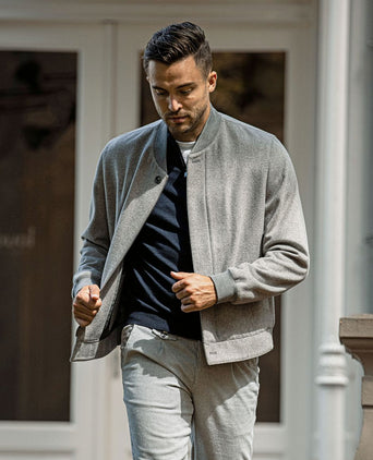 Suitable bomberjas flanel grijs | Regular-fit