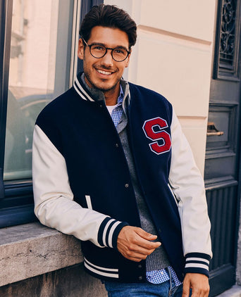 Steppin' Out varsity embroidery jack donkerblauw | Regular-fit