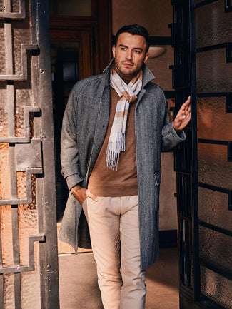 Coat longsaddle herringbone bruin Coat longsaddle herringbone bruin