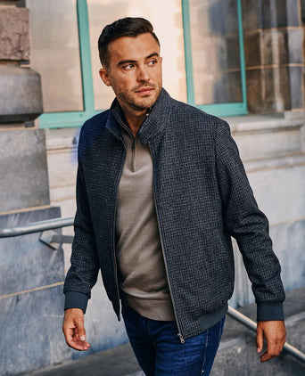 Herritage jack wool blend pepita donkerblauw