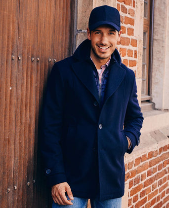 Caban coat wol donkerblauw