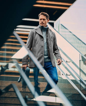 Caban coat wol grijs