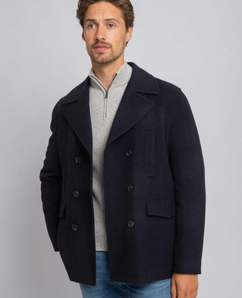 Caban coat wol donkerblauw