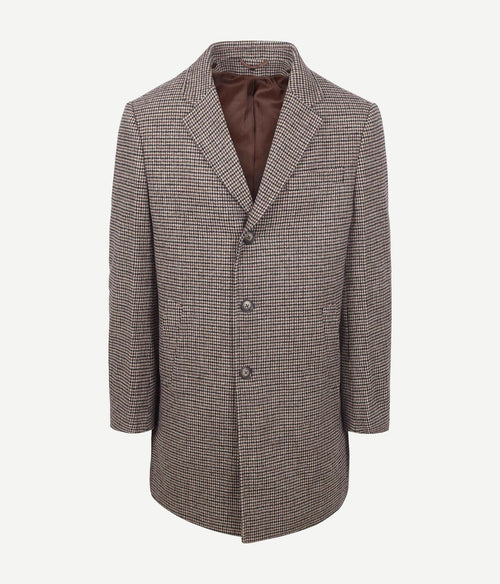 Suitable coat wol pepita beige camel | Slim-fit