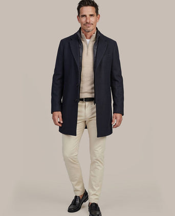 Coat wol twill donkerblauw