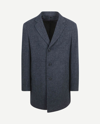 Coat wol twill donkerblauw