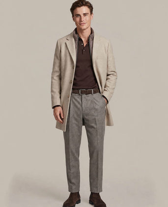 Coat wol twill sand