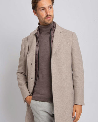 Coat wol twill sand
