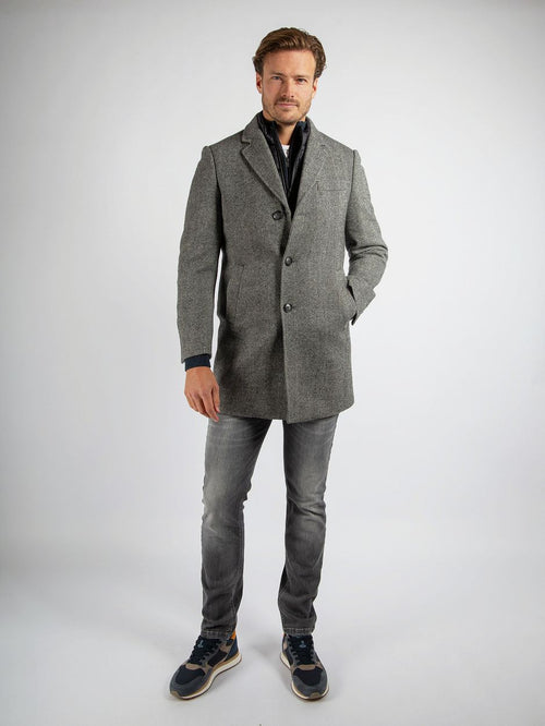 Suitable coat wol pepita pepper grey | Slim-fit