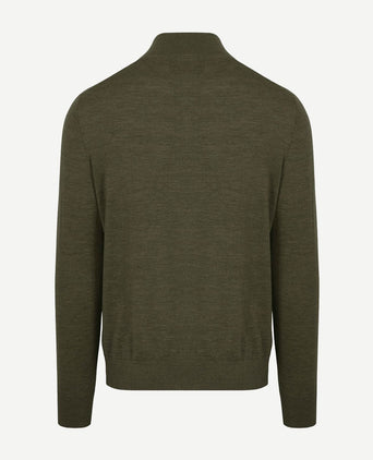 The michael halve rits pull army merino groen