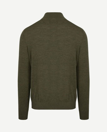 The michael halve rits pull army merino groen