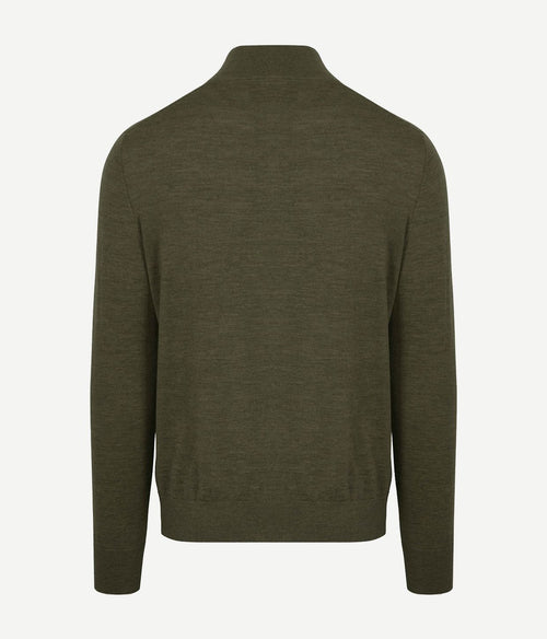 King essentials the michael halve rits pull army merino groen | Regular-fit