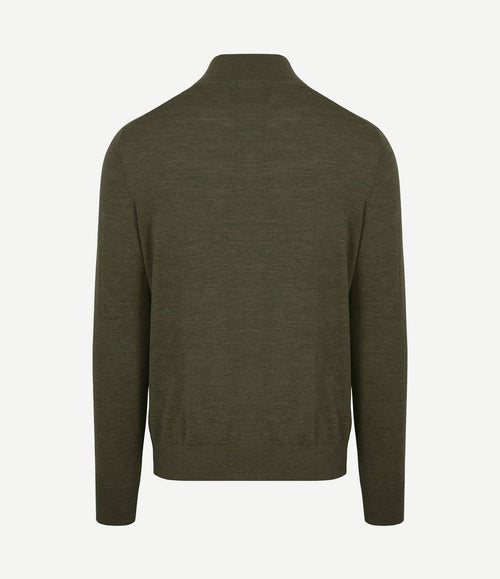 The michael halve rits pull army merino groen