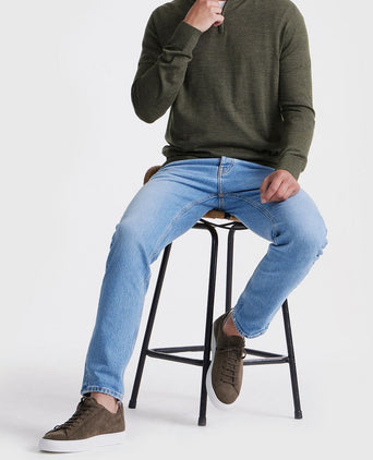 King essentials the michael halve rits pull army merino groen | Regular-fit