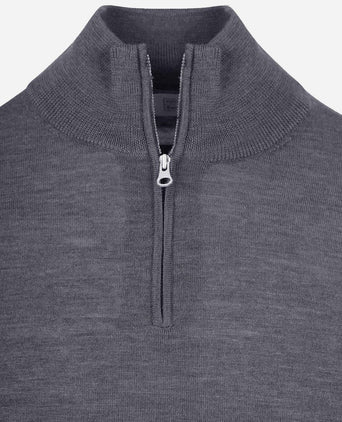 King essentials the michael halve rits pull merino antraciet | Regular-fit