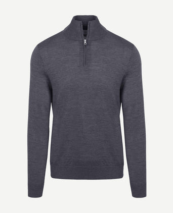 The michael halve rits pull merino antraciet