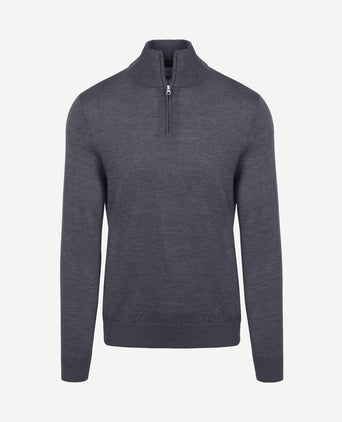 The michael halve rits pull merino antraciet