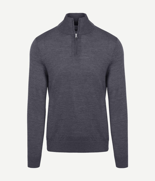 King essentials the michael halve rits pull merino antraciet | Regular-fit