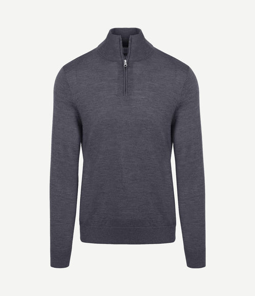 The michael halve rits pull merino antraciet