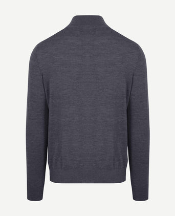 King essentials the michael halve rits pull merino antraciet | Regular-fit
