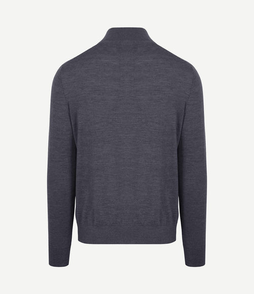 The michael halve rits pull merino antraciet