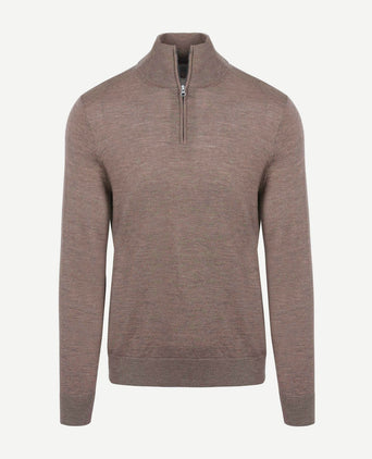 The michael halve rits pull merino bruin