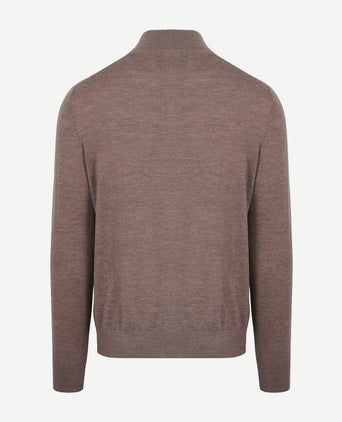 The michael halve rits pull merino bruin