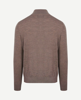 The michael halve rits pull merino bruin