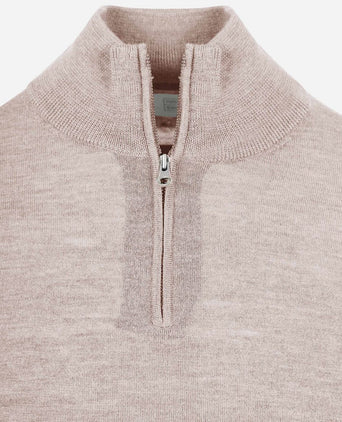 King essentials the michael halve rits pull merino greige | Regular-fit