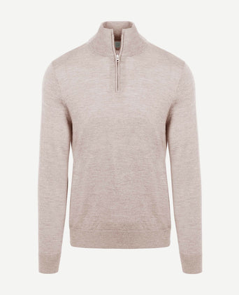 King essentials the michael halve rits pull merino greige | Regular-fit