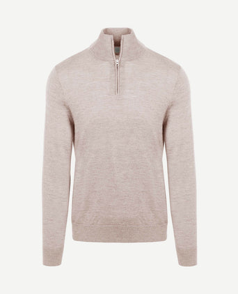 The michael halve rits pull merino greige