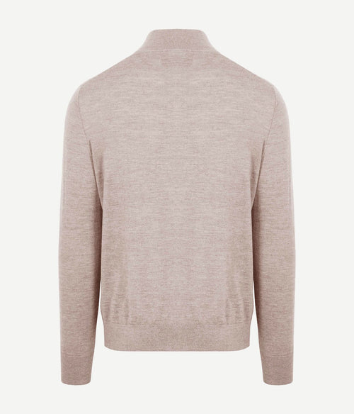 King essentials the michael halve rits pull merino greige | Regular-fit