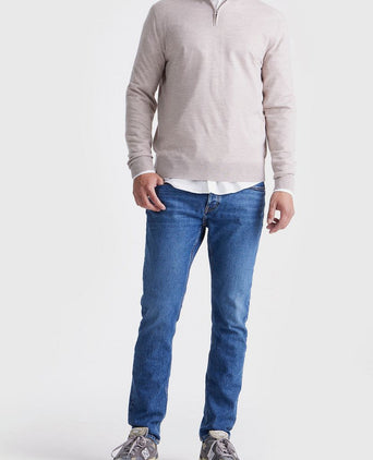 King essentials the michael halve rits pull merino greige | Regular-fit