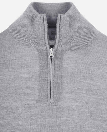 King essentials the michael halve rits pull merino grijs | Regular-fit