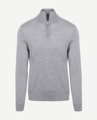 King essentials the michael halve rits pull merino grijs | Regular-fit