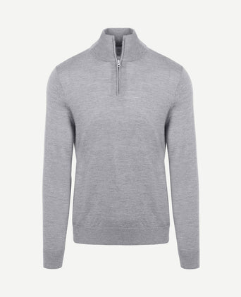 The michael halve rits pull merino grijs