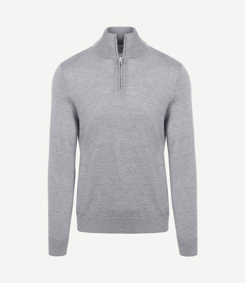 The michael halve rits pull merino grijs