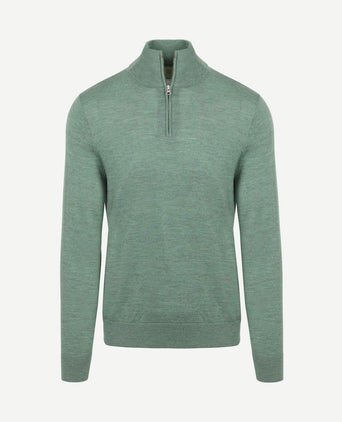 The michael halve rits pull merino groen