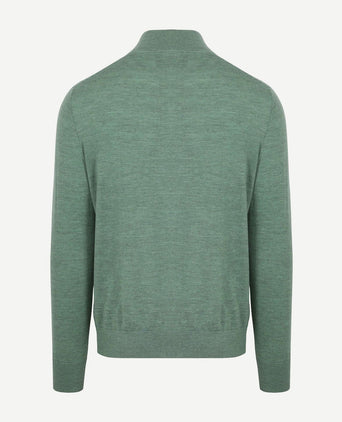King essentials the michael halve rits pull merino groen | Regular-fit