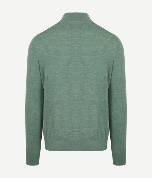 King essentials the michael halve rits pull merino groen | Regular-fit