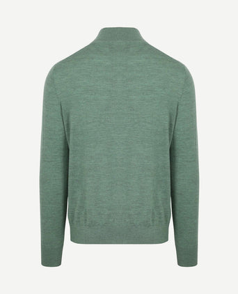 The michael halve rits pull merino groen