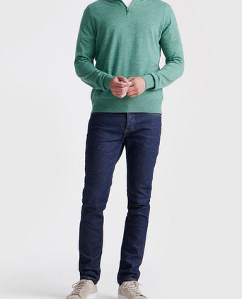 King essentials the michael halve rits pull merino groen | Regular-fit