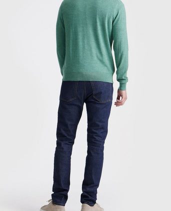 King essentials the michael halve rits pull merino groen | Regular-fit