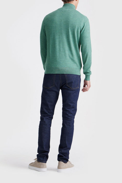King essentials the michael halve rits pull merino groen | Regular-fit