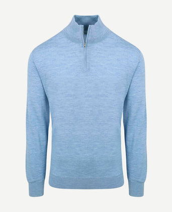 The michael halve rits pull merino lichtblauw