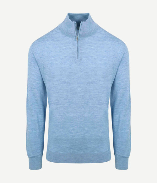 King essentials the michael halve rits pull merino lichtblauw | Regular-fit