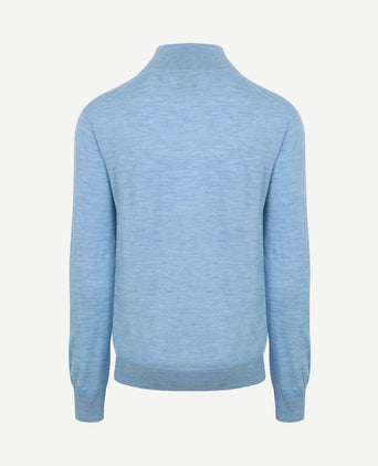 The michael halve rits pull merino lichtblauw