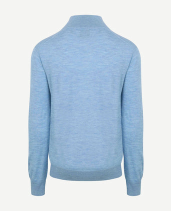 The michael halve rits pull merino lichtblauw