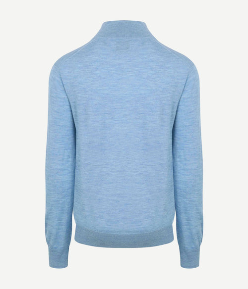 King essentials the michael halve rits pull merino lichtblauw | Regular-fit